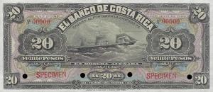 pS165s from Costa Rica: 20 Pesos from 1899