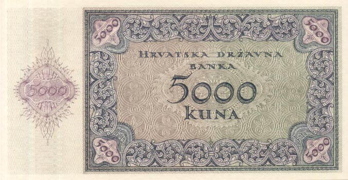 Back of Croatia p14a: 5000 Kuna from 1943