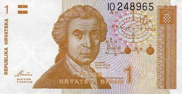 Front of Croatia p16a: 1 Dinar from 1991