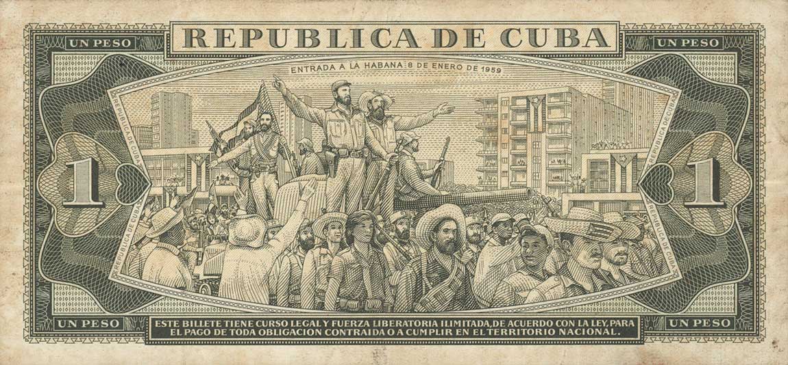 Back of Cuba p100a: 1 Peso from 1966
