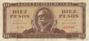 p101a from Cuba: 10 Pesos from 1966