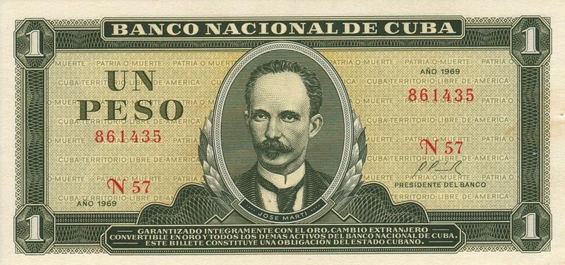 Front of Cuba p102a: 1 Peso from 1967