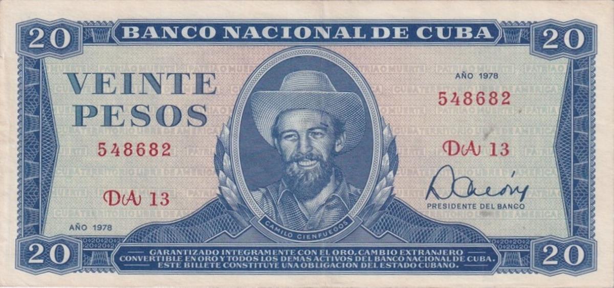 Front of Cuba p105b: 20 Pesos from 1978