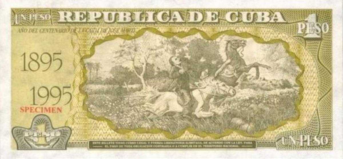 Back of Cuba p114: 1 Peso from 1995
