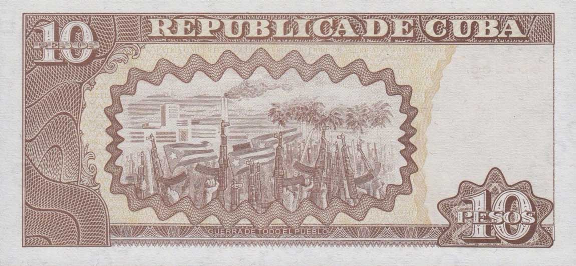 Back of Cuba p117d: 10 Pesos from 2001