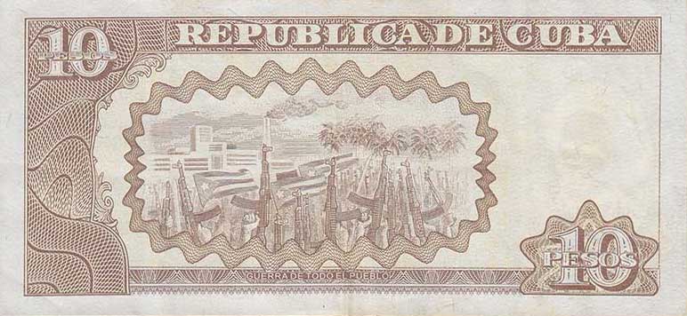 Back of Cuba p117j: 10 Pesos from 2008