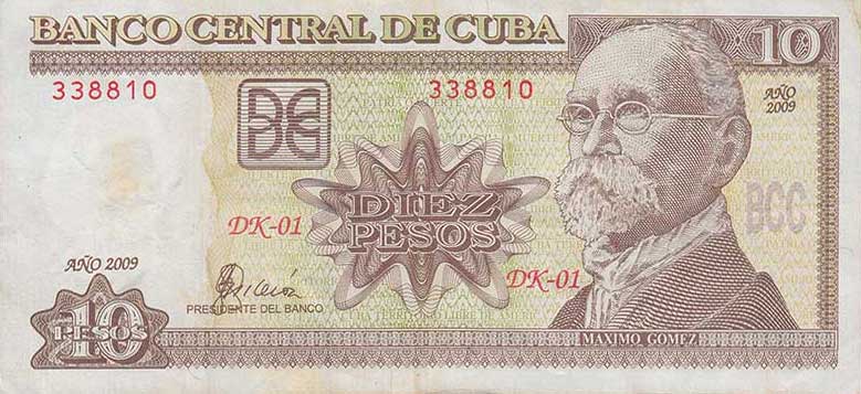 Front of Cuba p117k: 10 Pesos from 2009