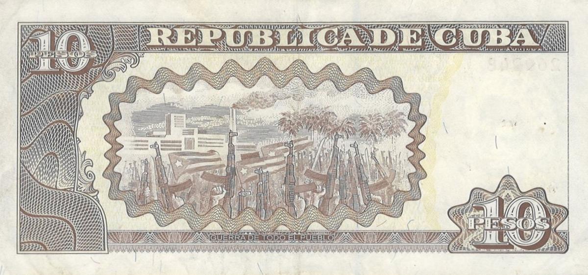 Back of Cuba p117l: 10 Pesos from 2010