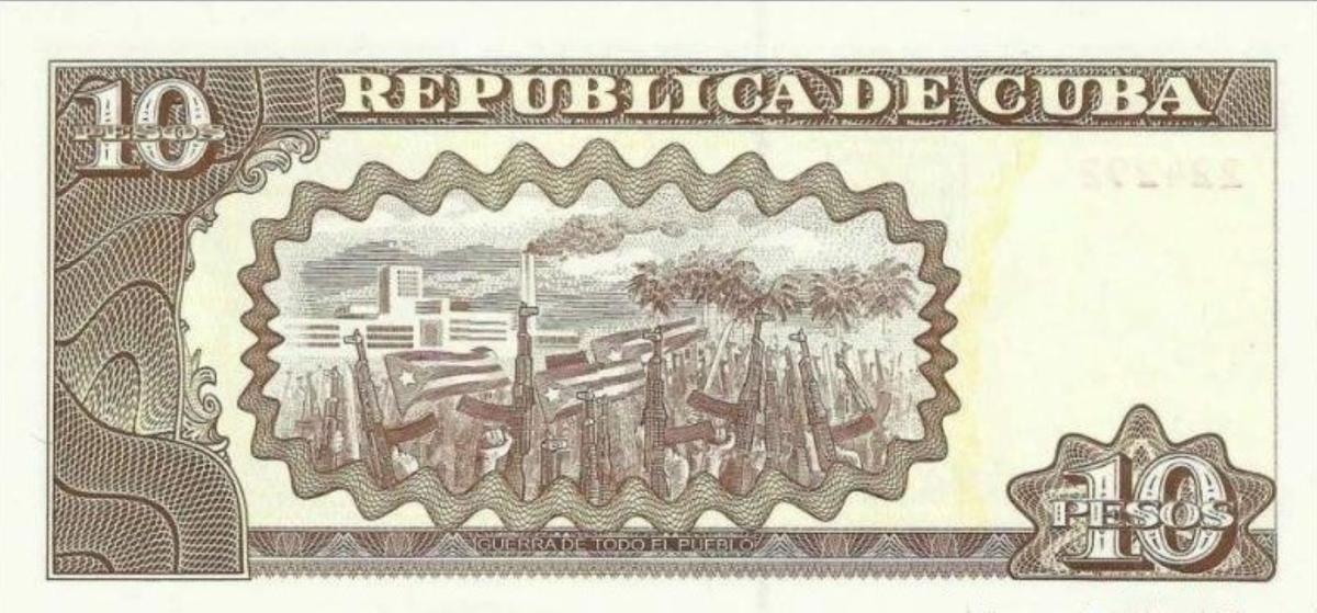 Back of Cuba p117n: 10 Pesos from 2012