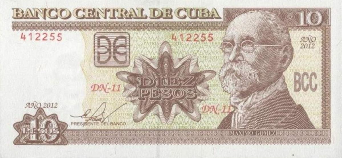Front of Cuba p117n: 10 Pesos from 2012