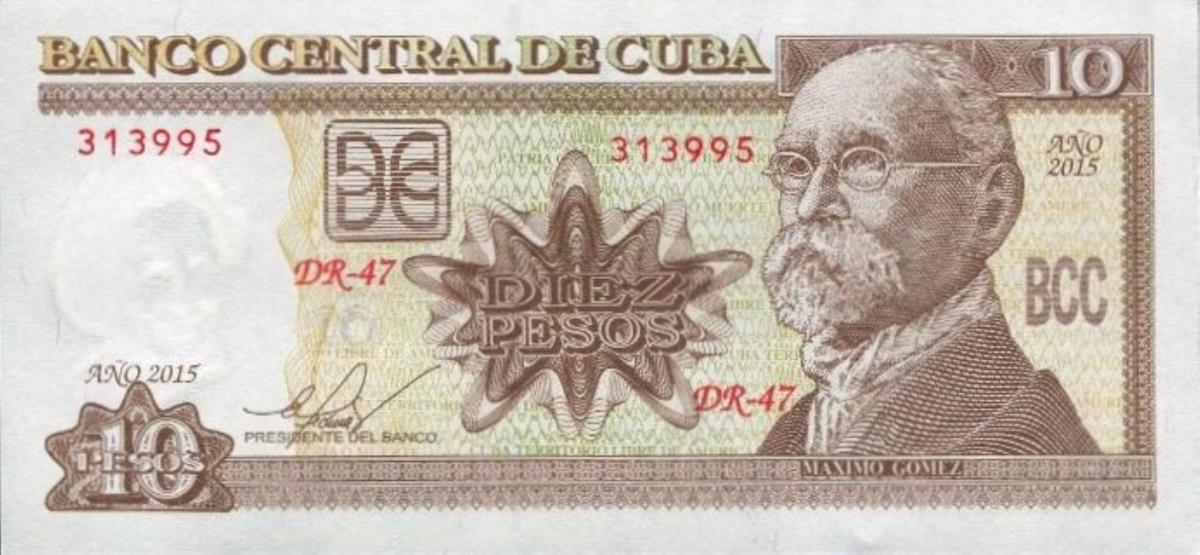 Front of Cuba p117q: 10 Pesos from 2015