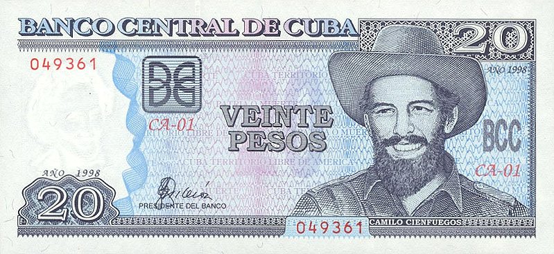 Front of Cuba p118a: 20 Pesos from 1998