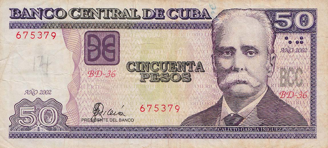 Front of Cuba p123a: 50 Pesos from 2002