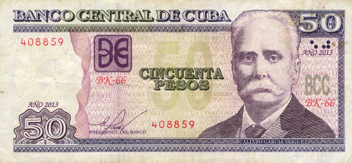 Front of Cuba p123h: 50 Pesos from 2013