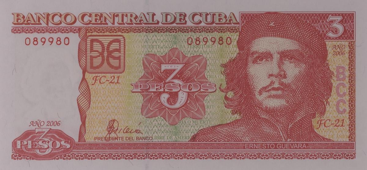 Front of Cuba p127c: 3 Pesos from 2006