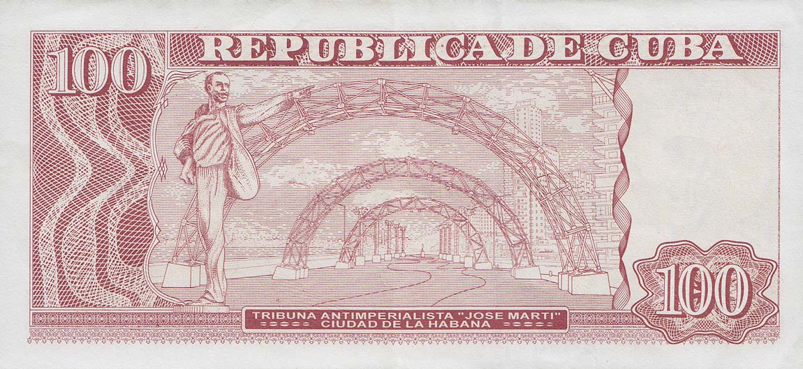 Back of Cuba p129a: 100 Pesos from 2004