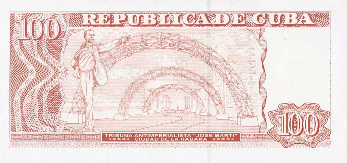 Back of Cuba p129b: 100 Pesos from 2005