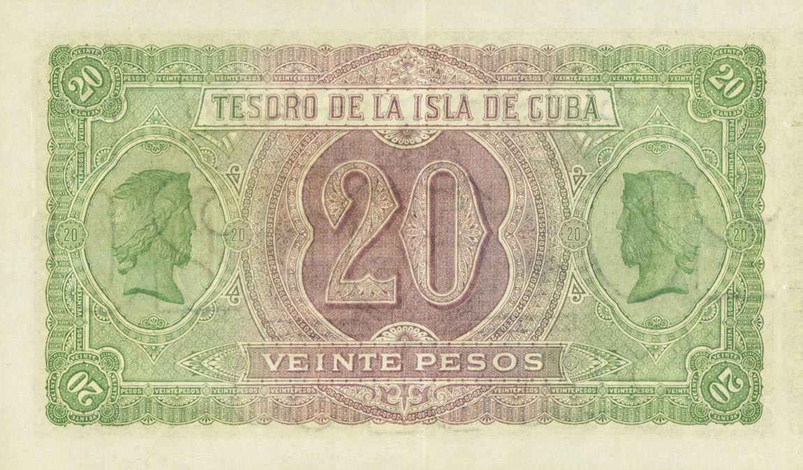 Back of Cuba p41b: 20 Pesos from 1891