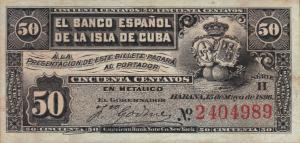 Gallery image for Cuba p46a: 50 Centavos from 1896