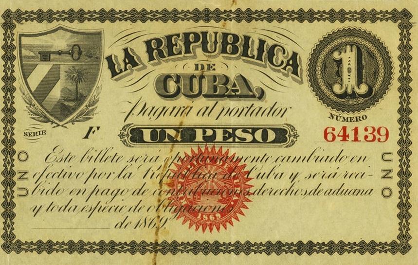 Front of Cuba p55a: 1 Peso from 1869