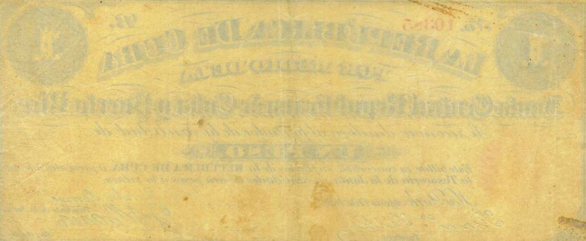Back of Cuba p61: 1 Peso from 1869