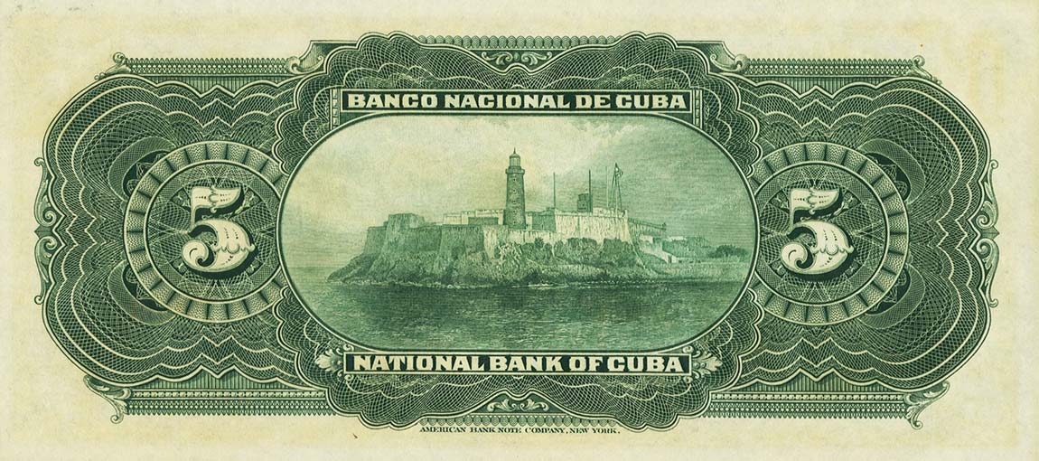 Back of Cuba p67a: 5 Pesos from 1905