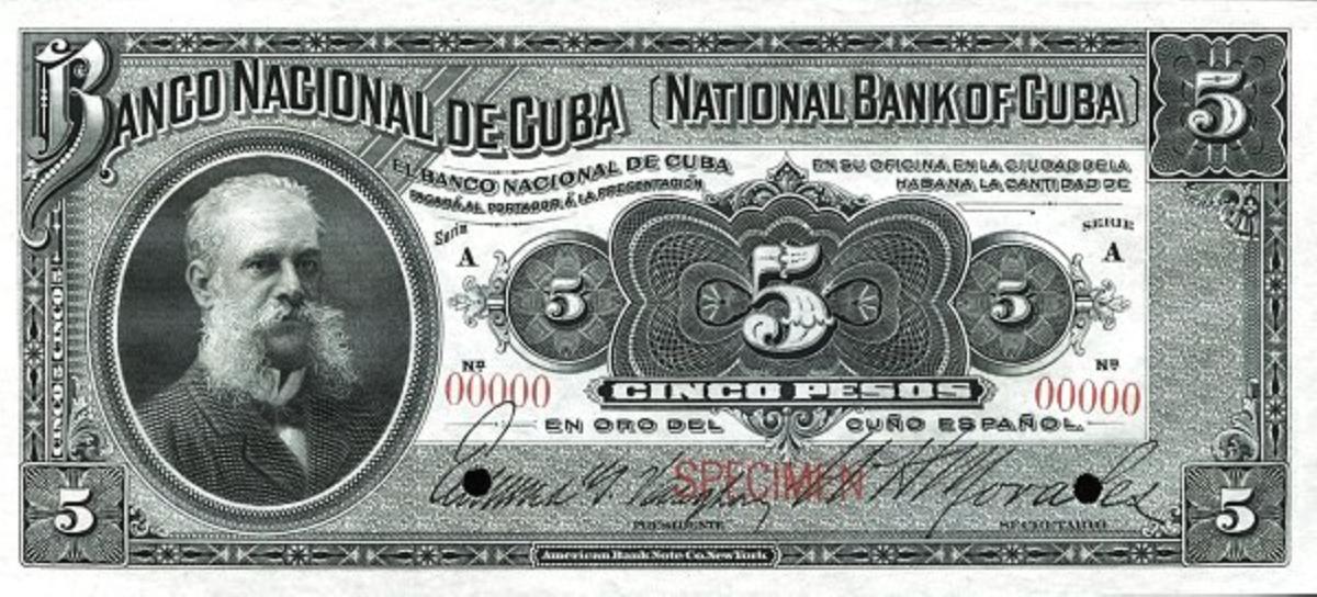 Front of Cuba p67s: 5 Pesos from 1905