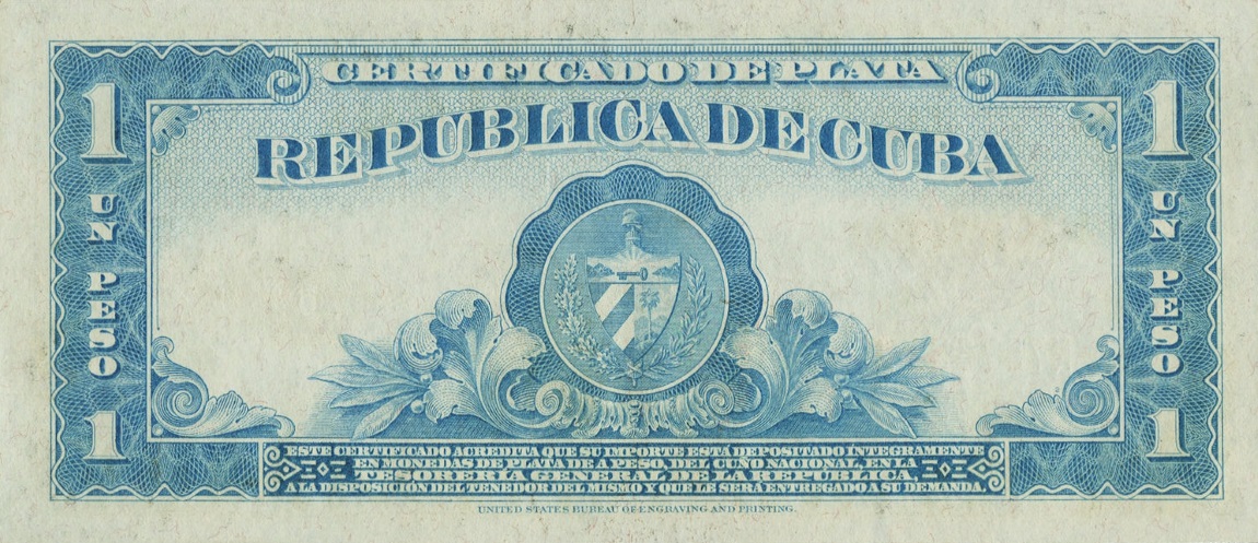 Back of Cuba p69g: 1 Peso from 1948