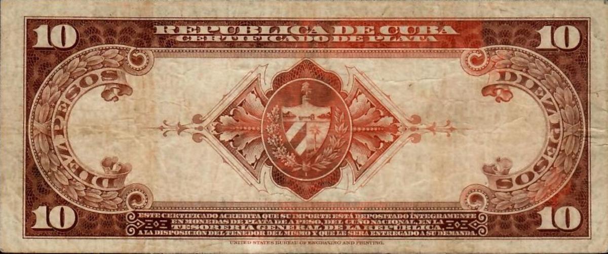 Back of Cuba p71f: 10 Pesos from 1945