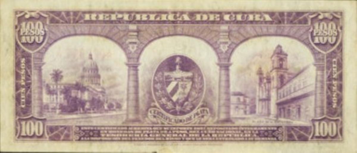 Back of Cuba p74a: 100 Pesos from 1936