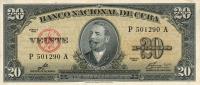 Gallery image for Cuba p80c: 20 Pesos from 1960