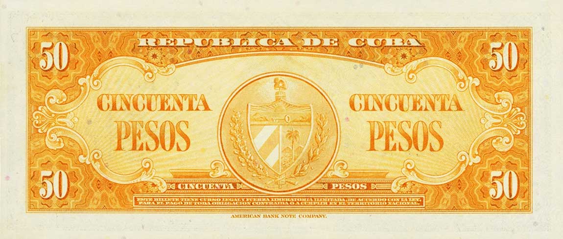 Back of Cuba p81c: 50 Pesos from 1960