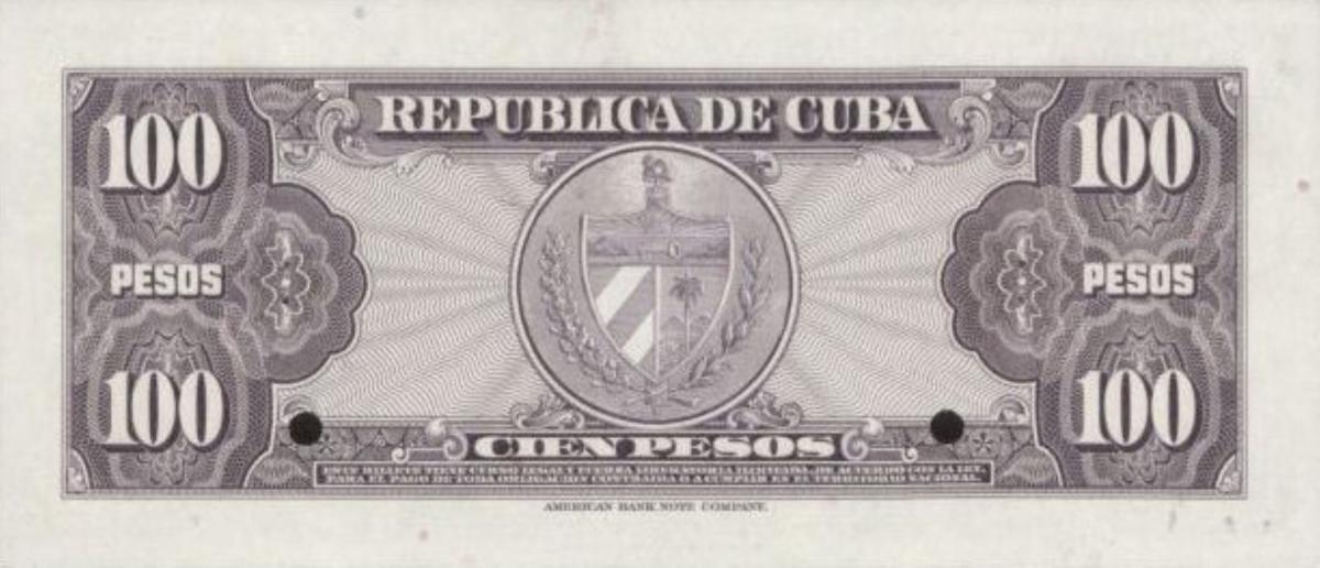 Back of Cuba p82s2: 100 Pesos from 1954