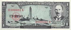 p87a from Cuba: 1 Peso from 1956