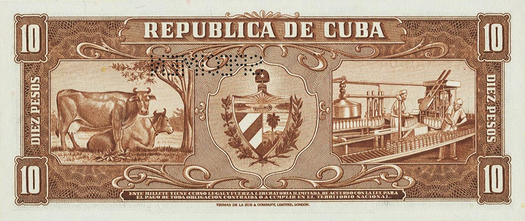 Back of Cuba p88s1: 10 Pesos from 1956