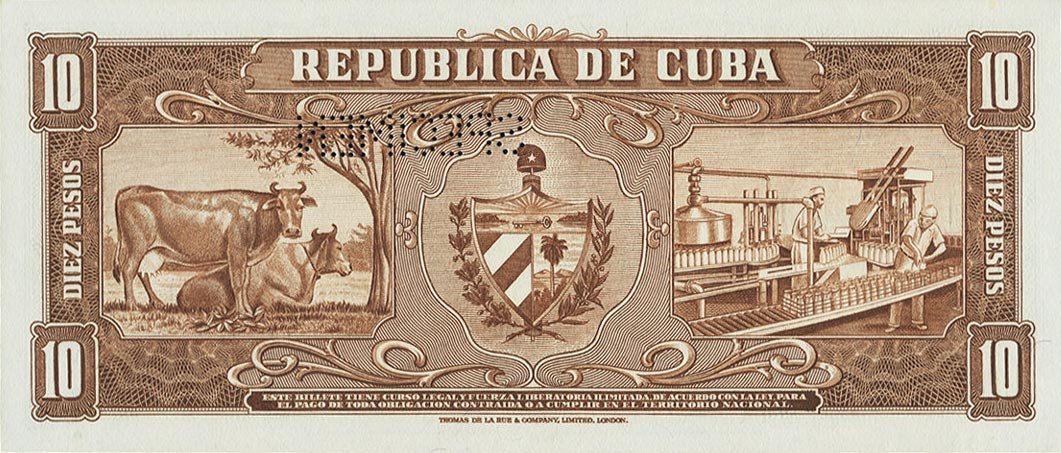 Back of Cuba p88s2: 10 Pesos from 1958