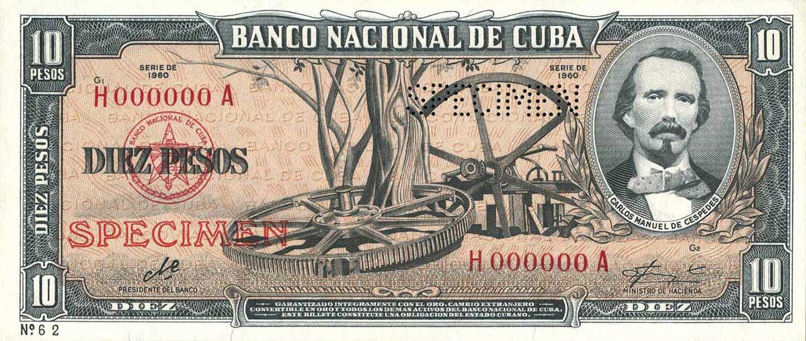 Front of Cuba p88s3: 10 Pesos from 1960