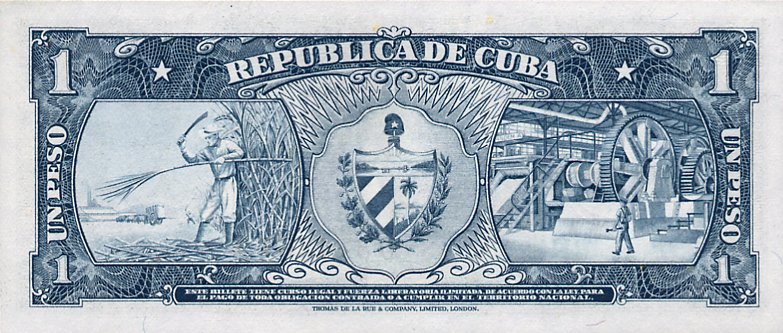 Back of Cuba p90a: 1 Peso from 1959