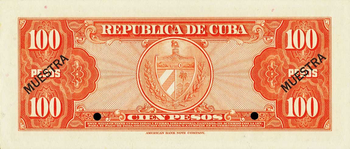 Back of Cuba p93s1: 100 Pesos from 1959