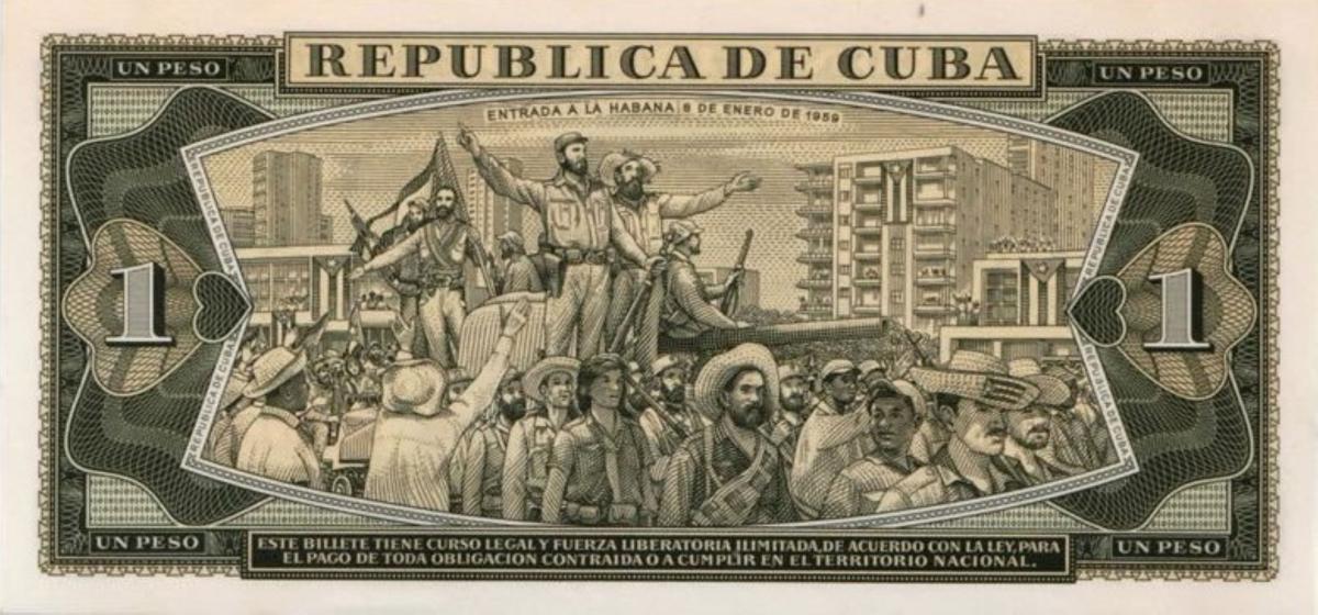 Back of Cuba p94c: 1 Peso from 1965