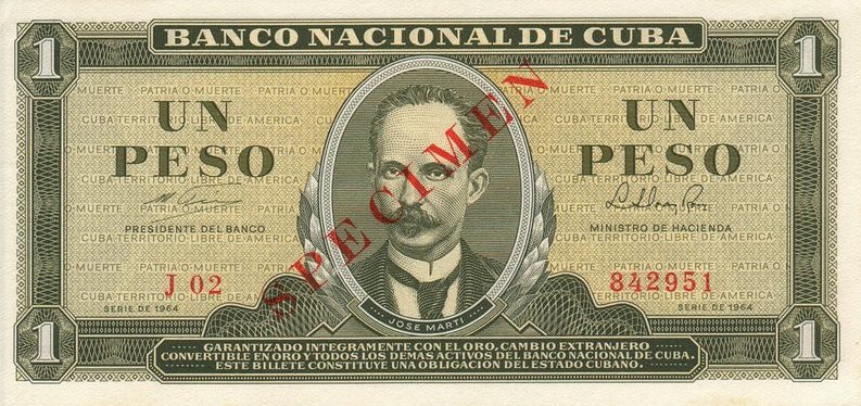 Front of Cuba p94s: 1 Peso from 1961