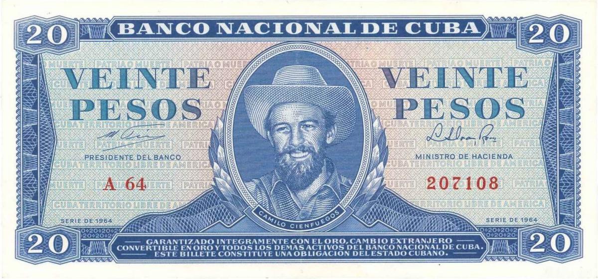 Front of Cuba p97b: 20 Pesos from 1964