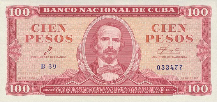Front of Cuba p99a: 100 Pesos from 1961