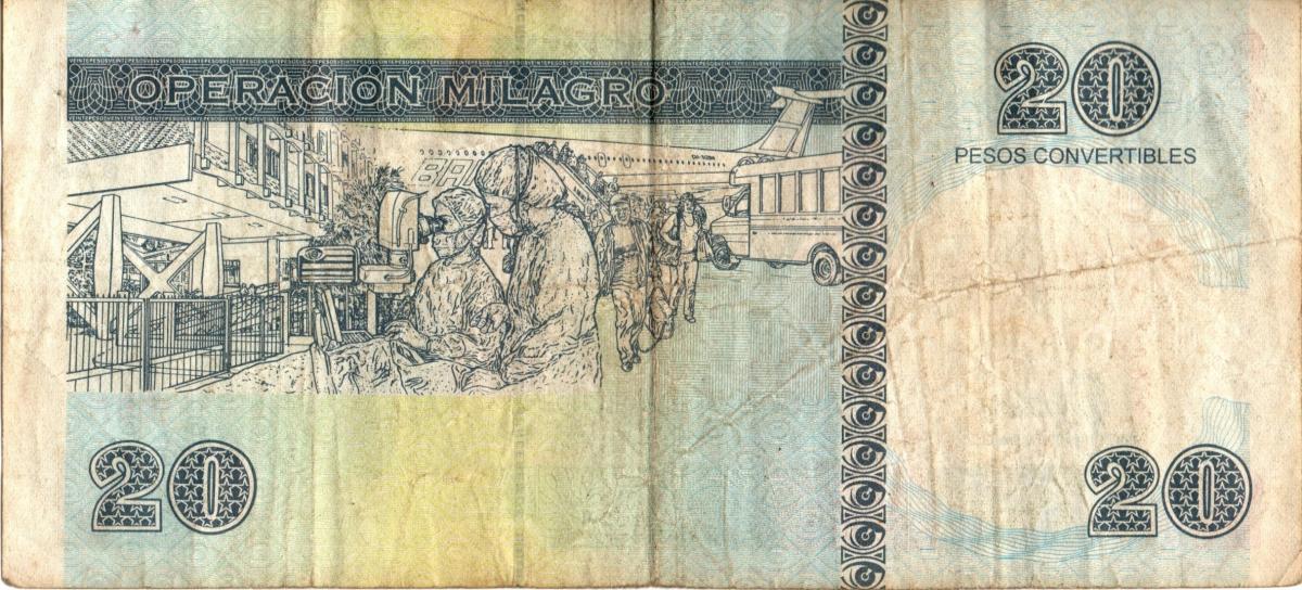 Back of Cuba pFX50: 20 Pesos Convertibles from 2006