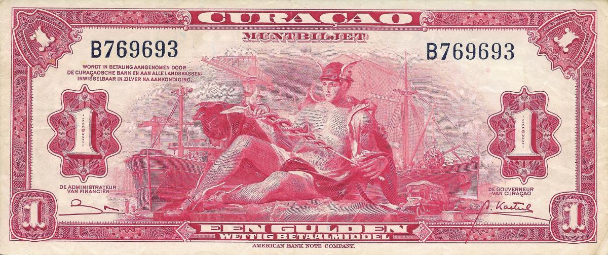 Front of Curacao p35b: 1 Gulden from 1947