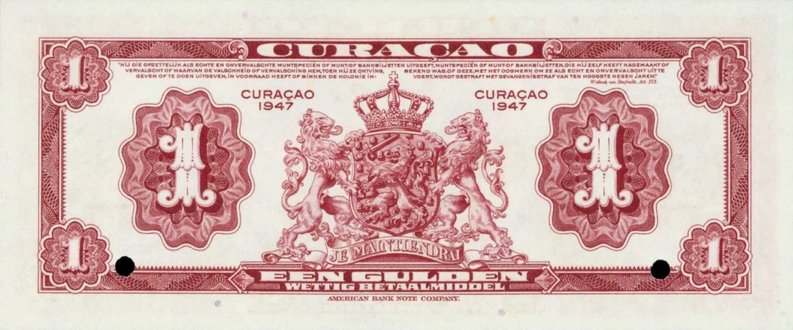Back of Curacao p35s2: 1 Gulden from 1947