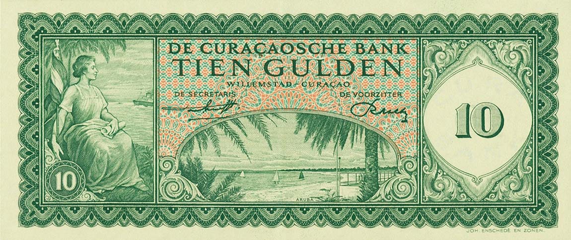 Front of Curacao p52a: 10 Gulden from 1960