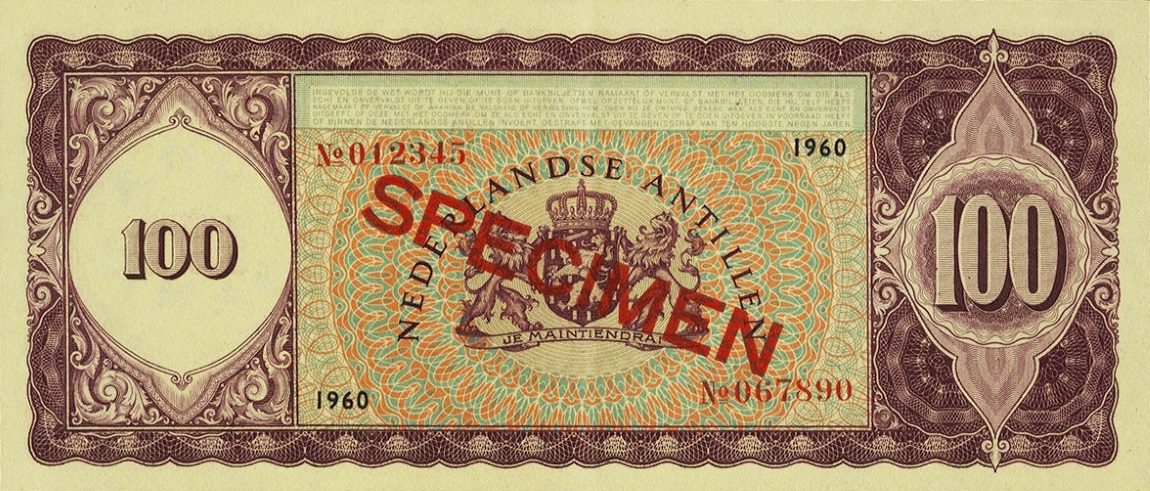 Back of Curacao p55s: 100 Gulden from 1960