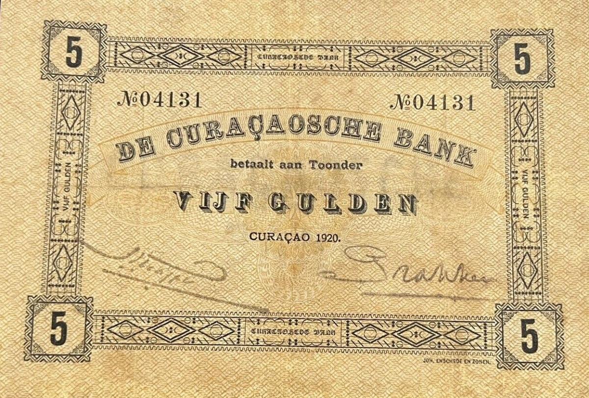 Front of Curacao p7E: 5 Gulden from 1918