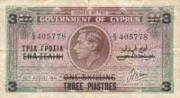 p26 from Cyprus: 3 Piastres from 1943